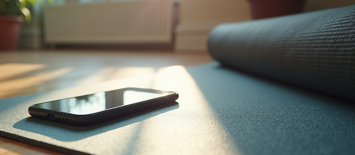 Yoga mat with phone